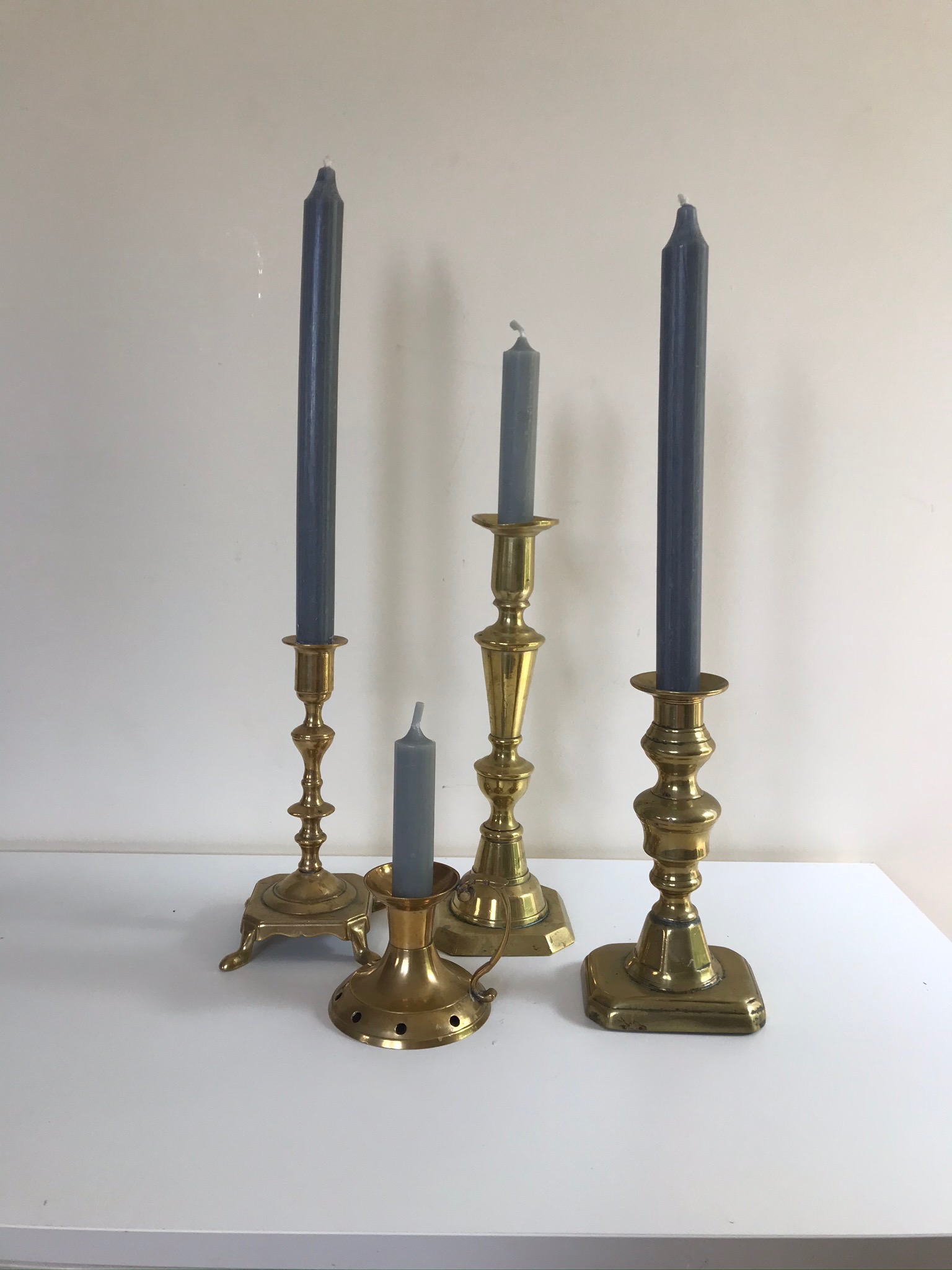 Mismatched Vintage Brass Candlesticks